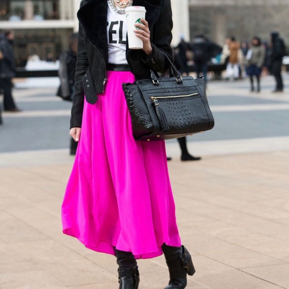Fuchsia Chiffon Maxi Skirt